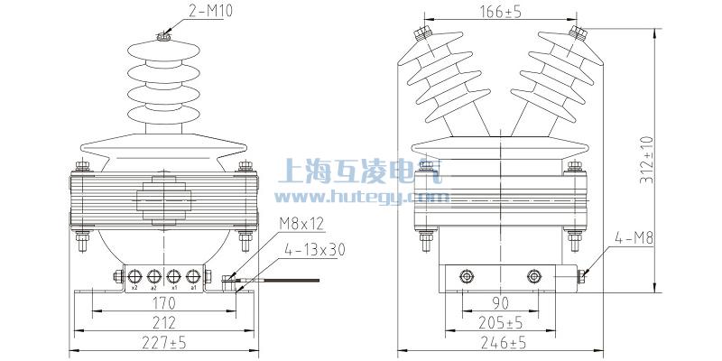 FDEG8放電線圈外形尺寸，F(xiàn)DGE8/11/√3-1.7-1尺寸圖